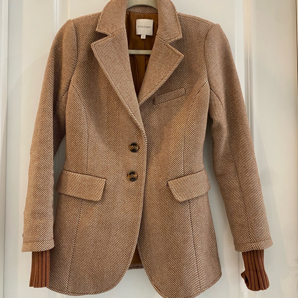 Favorite Daughter The City Blazer Tan Herringbone